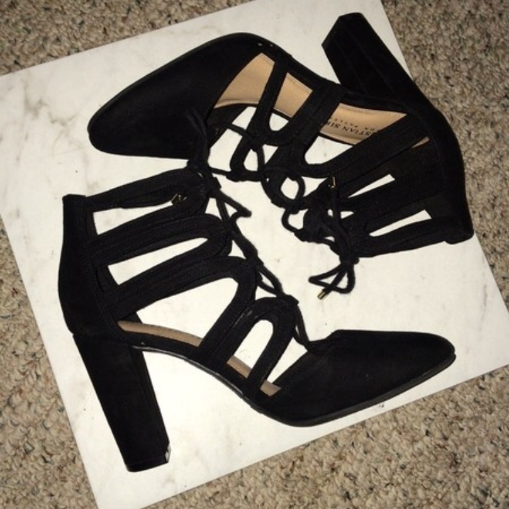 Black strappy heels